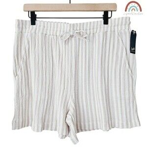 New! Angels Gauzy Cotton High Waist Stripes Pull On Shorts